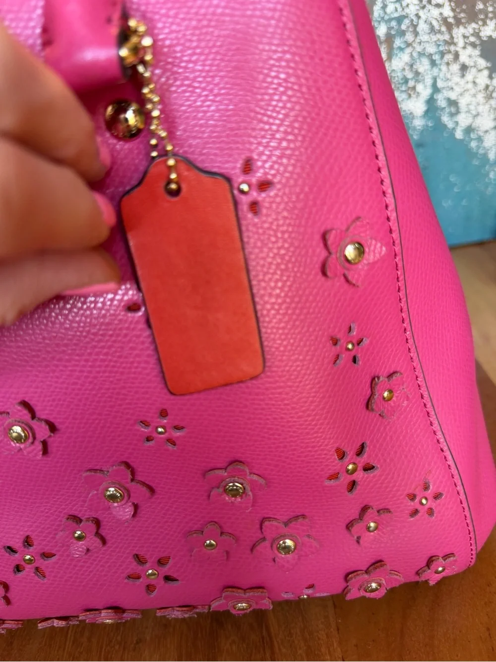 Coach Barbiecore HTF‎ Floral Appliqué Carryall Crossbody Dahlia Pink EUC